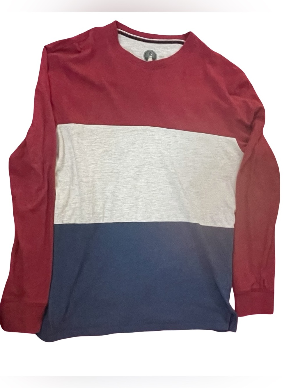 Weatherproof boys colorblock long sleeve shirt - red gray navy - size M